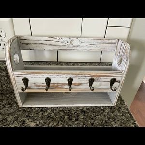 Mail holder with key hooks